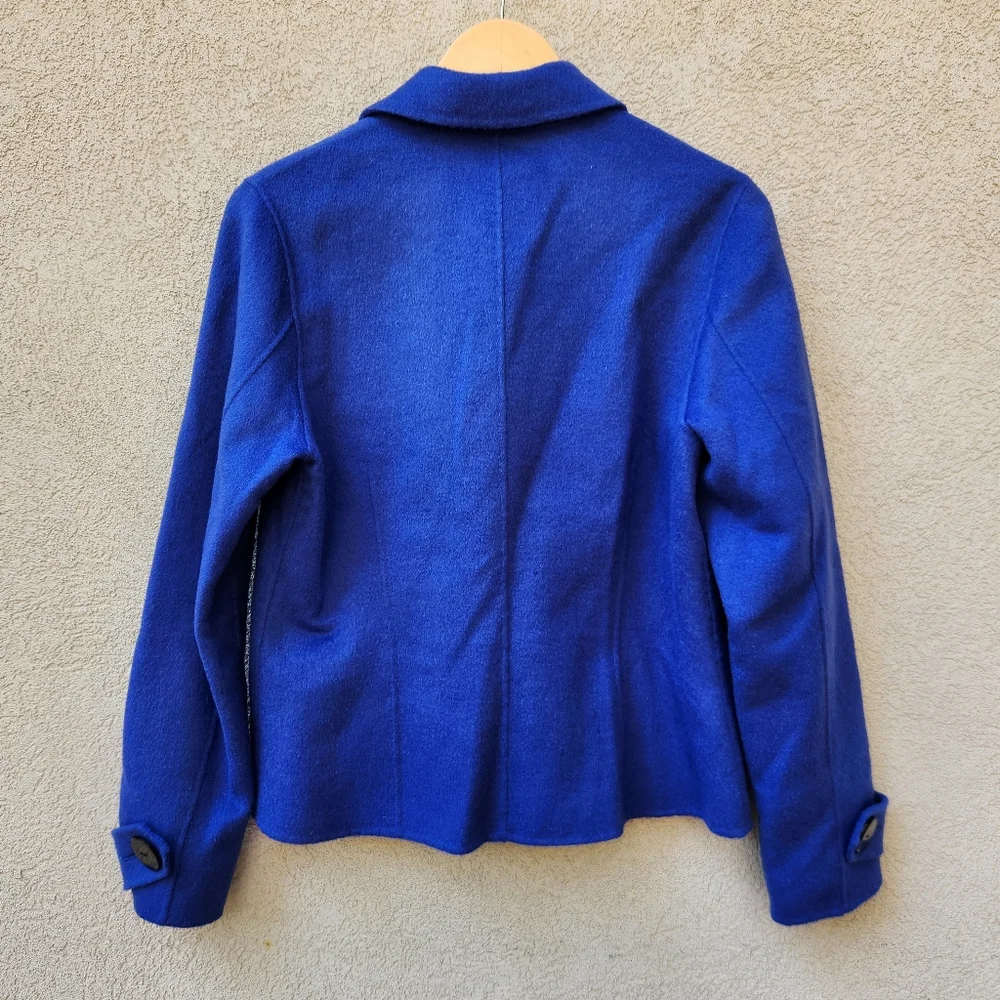 PENDLETON Women's Coat Medium Blue Merino Wool Classic Minimalist Luxury Jacket - Picture 4 of 14